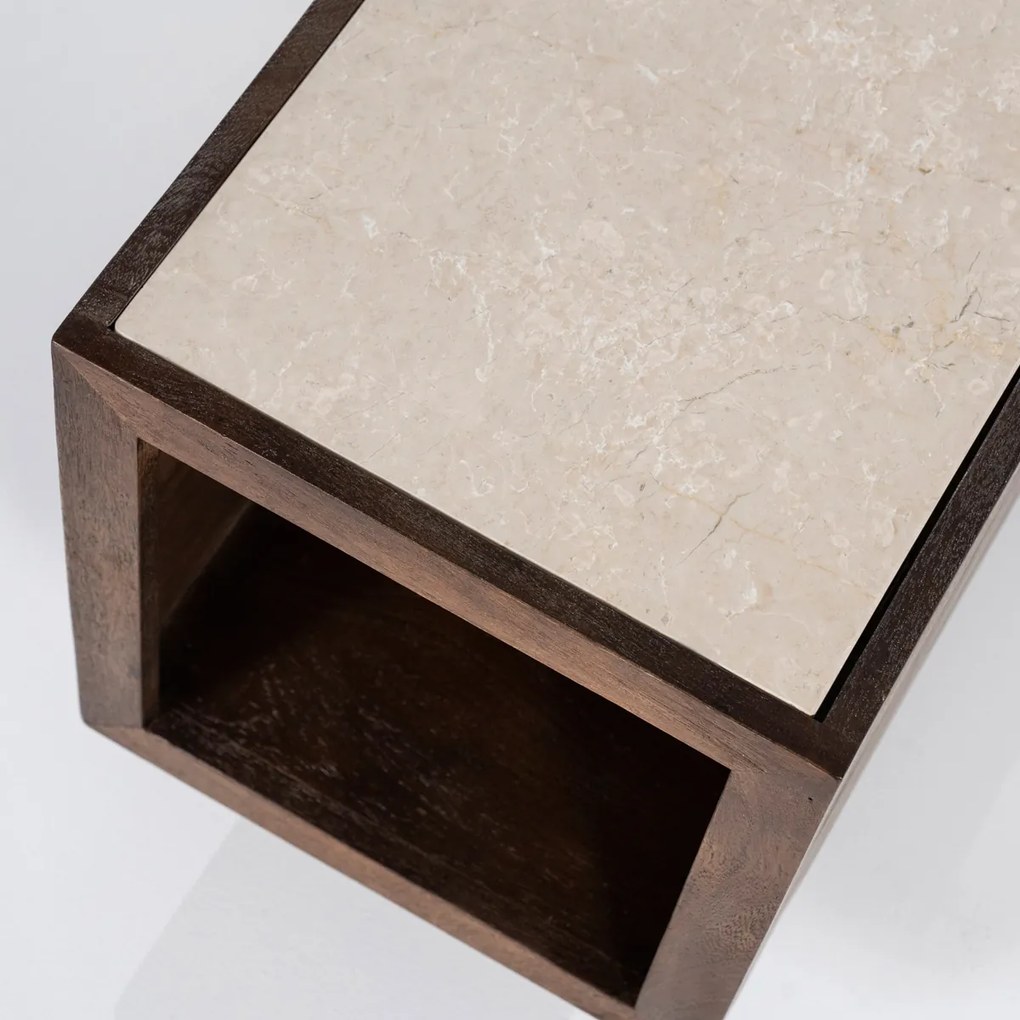 Eleonora Hazel Bijzettafel Donker Hout En Marmer - 35 X 79cm.