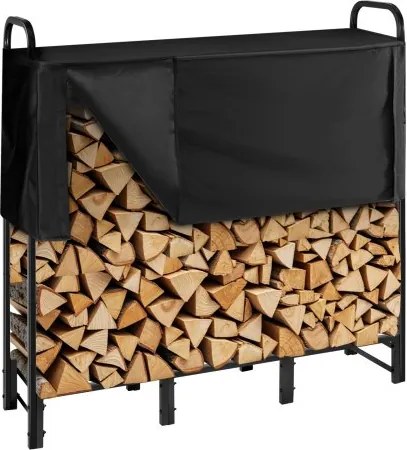 VEVOR Metalen haardhoutrek, 122x32x118 cm, haardhoutrek, haardhoutberging van vierkante buis, max. draagvermogen 181 kg, haardhoutrek, haardhoutopslag, stapelhulp voor veranda's, terrassen en tuinen