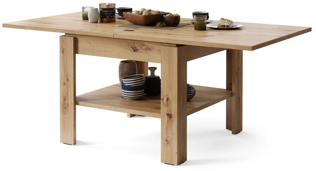 LEO Artisan Eiken - KOFFIETAFEL MET UITKLAPBAAR BLAD