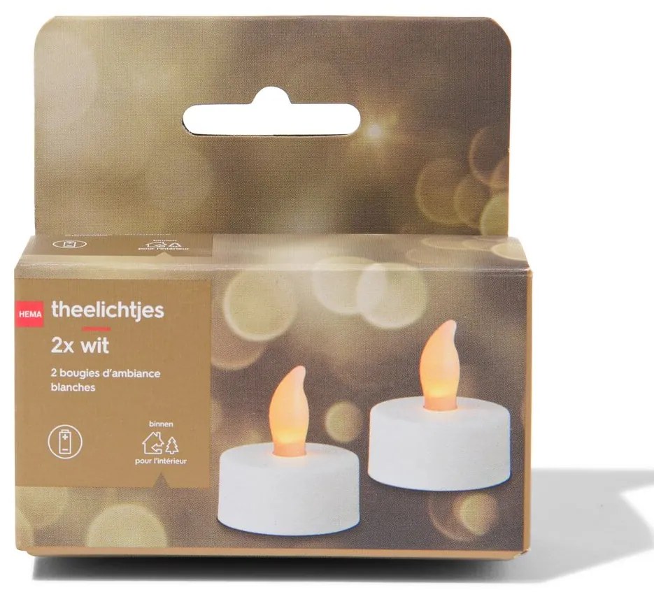 HEMA Theelichtjes LED Wit - 2 Stuks (wit)