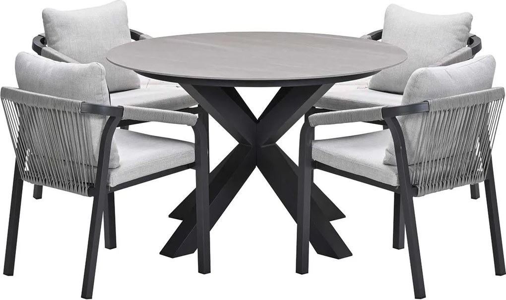 Garden Impressions Tarera tuinset 5-delig - Duuk tuintafel Ø120 cm