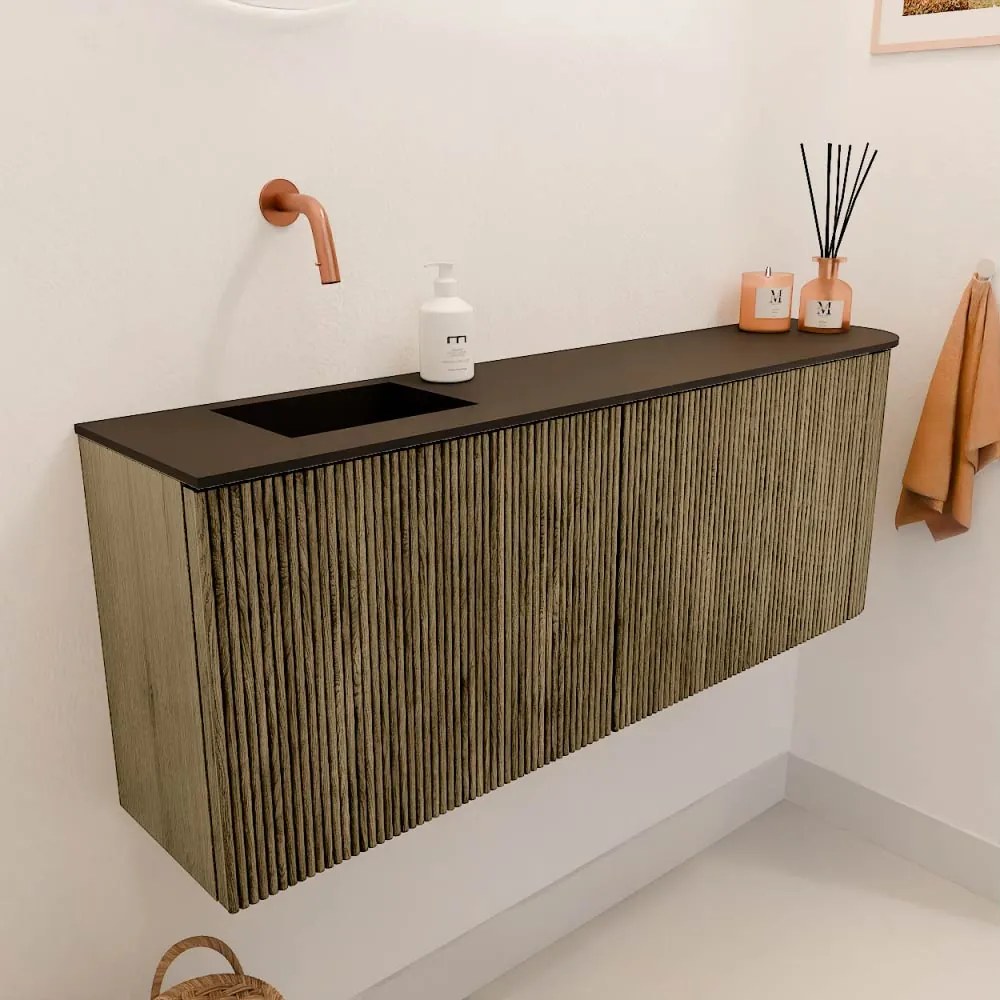 Mondiaz Joya 110cm toiletmeubel ronding rechts dusk met wastafel faye links zonder kraangat urban