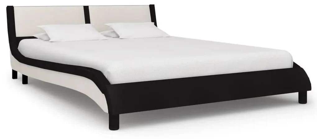 vidaXL Bedframe met LED kunstleer zwart en wit 140x200 cm