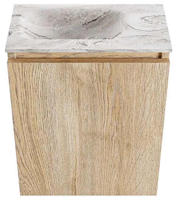 Mondiaz Ture DLux toiletmeubel 40cm washed oak met wastafel glace links met kraangat