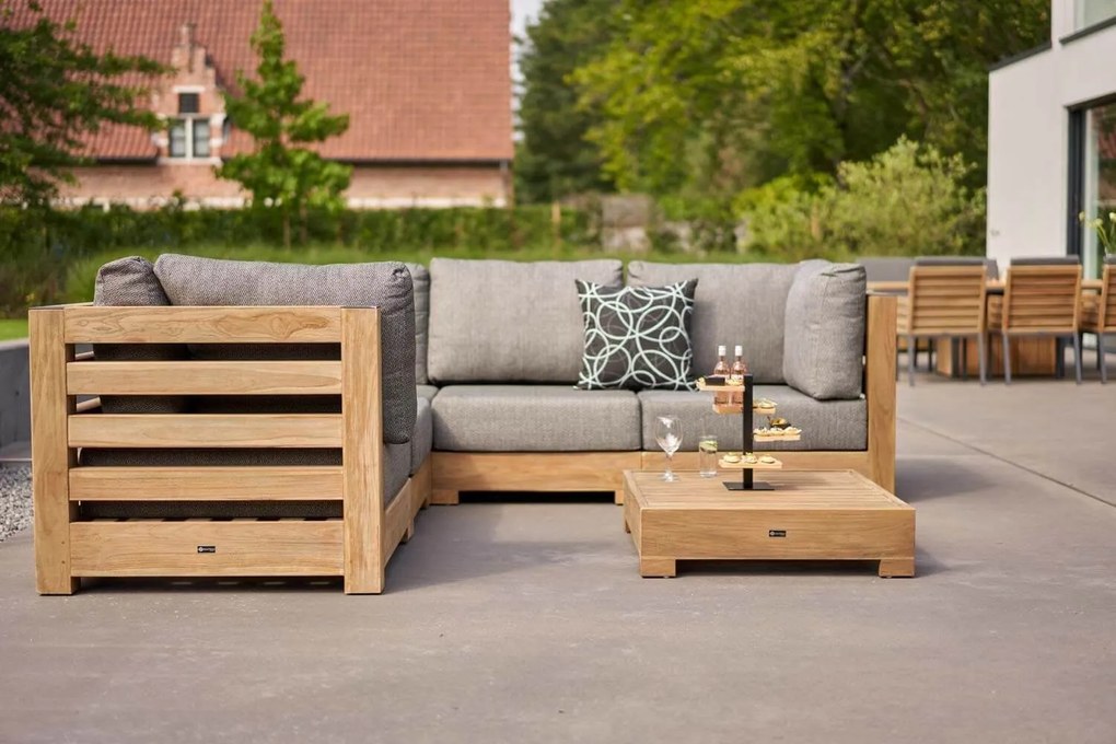 Chaise Loungeset Teak Old teak greywash 3 personen Santika Furniture Santika