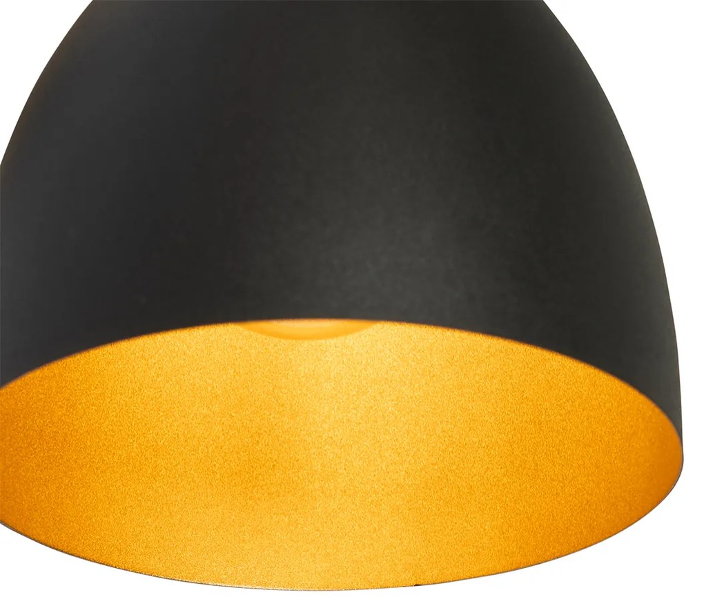 Landelijke wandlamp zwart met hout - Flint Landelijk E27 Binnenverlichting Lamp
