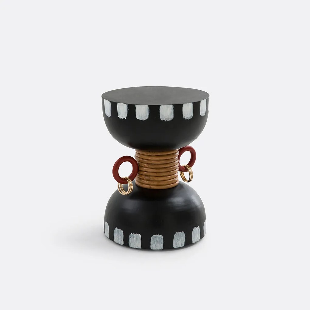 Bijzettafel in suar en rotan, Toumtamtoum-Toum