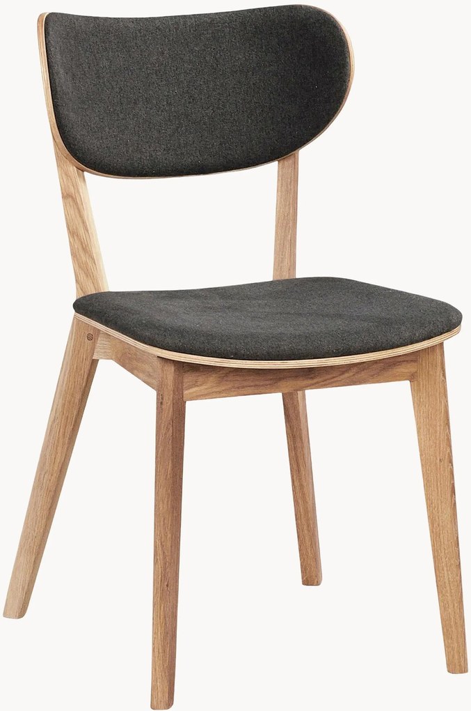 Gestoffeerde eettafelstoelen Kato van eikenhout, 2-delig