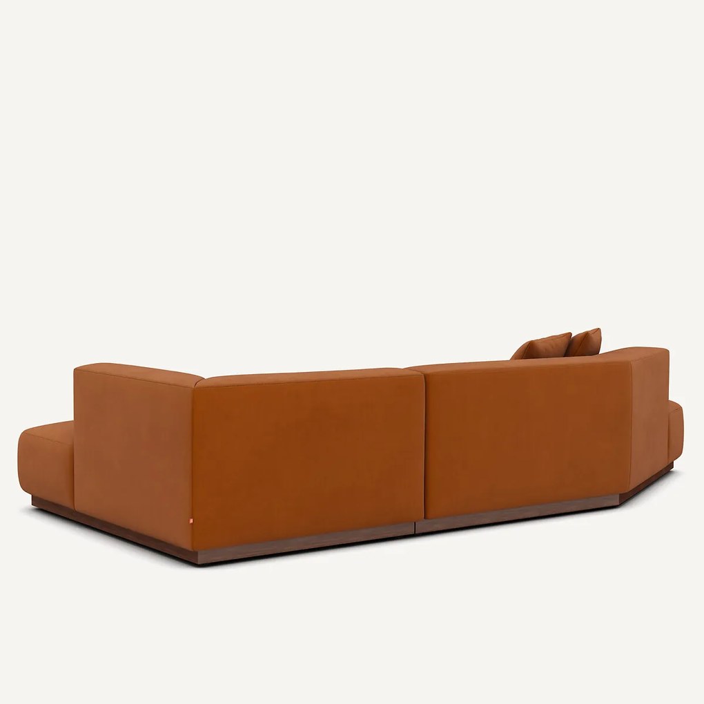 Open rechte hoekbank in linnen fluweel, JACOPO