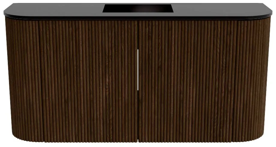 Mondiaz Joya 85cm toiletmeubel ronding links/rechts walnut met wastafel faye midden 1 kraangat urban