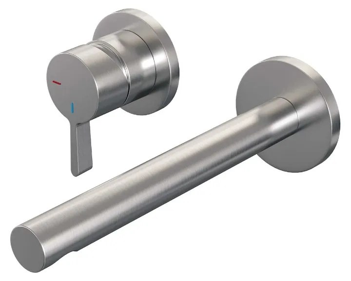 Brauer Brushed Edition ColdStart wastafelkraan inbouw rechte uitloop en rozetten model E2 RVS geborsteld PVD