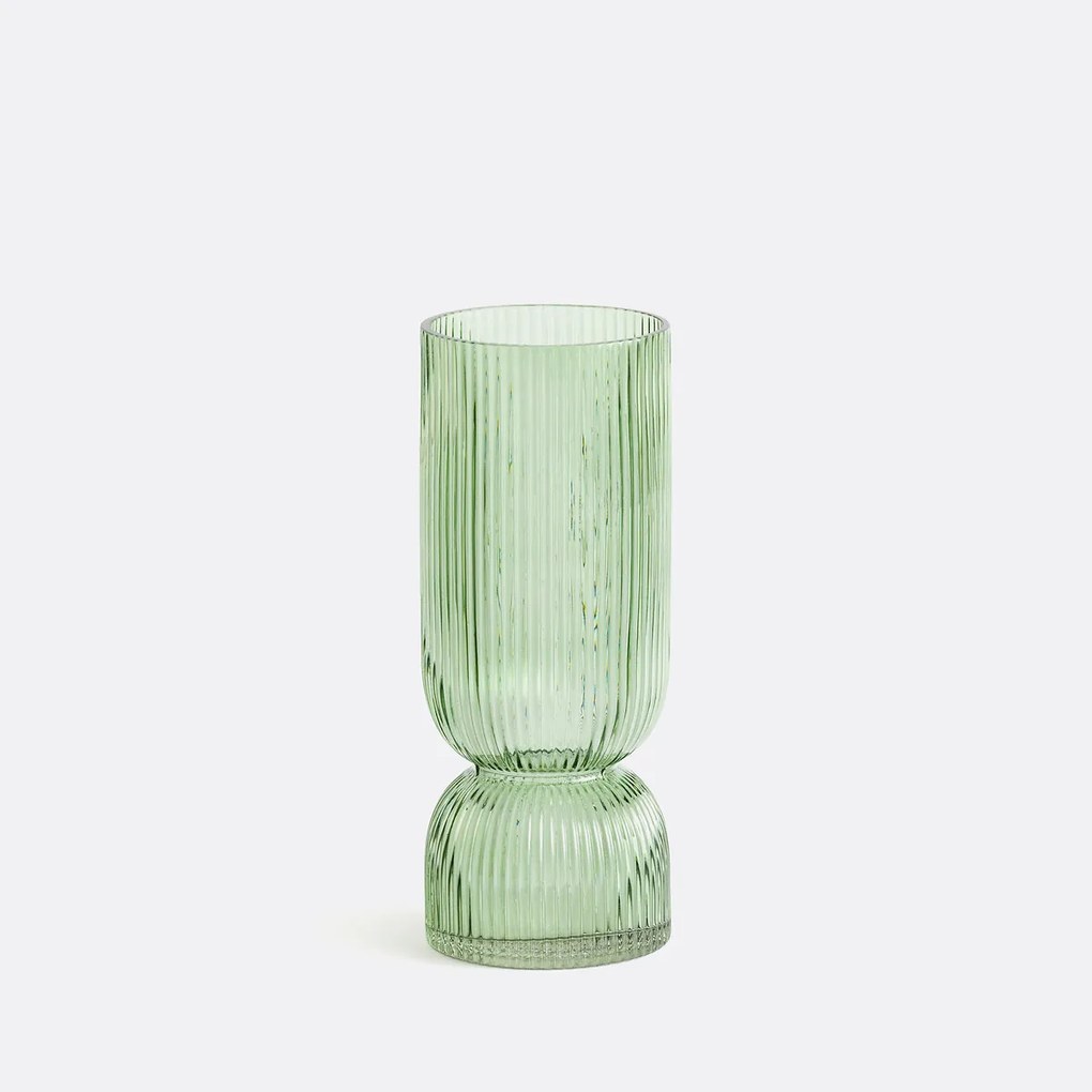 Vaas in geribbeld glas H26 cm, Valira