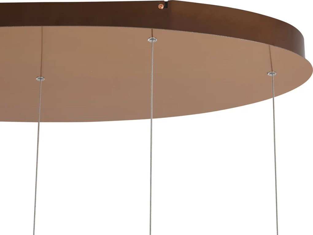 Design hanglamp rosé goud met amber glas incl. LED 3-staps dimbaar 5-lichts easylift - Fiera