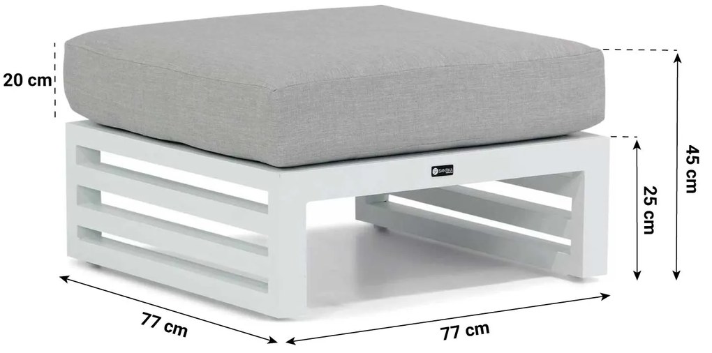 Santika Furniture Santika Jaya Lounge Voetenbank - Quick Dry Foam Aluminium Wit