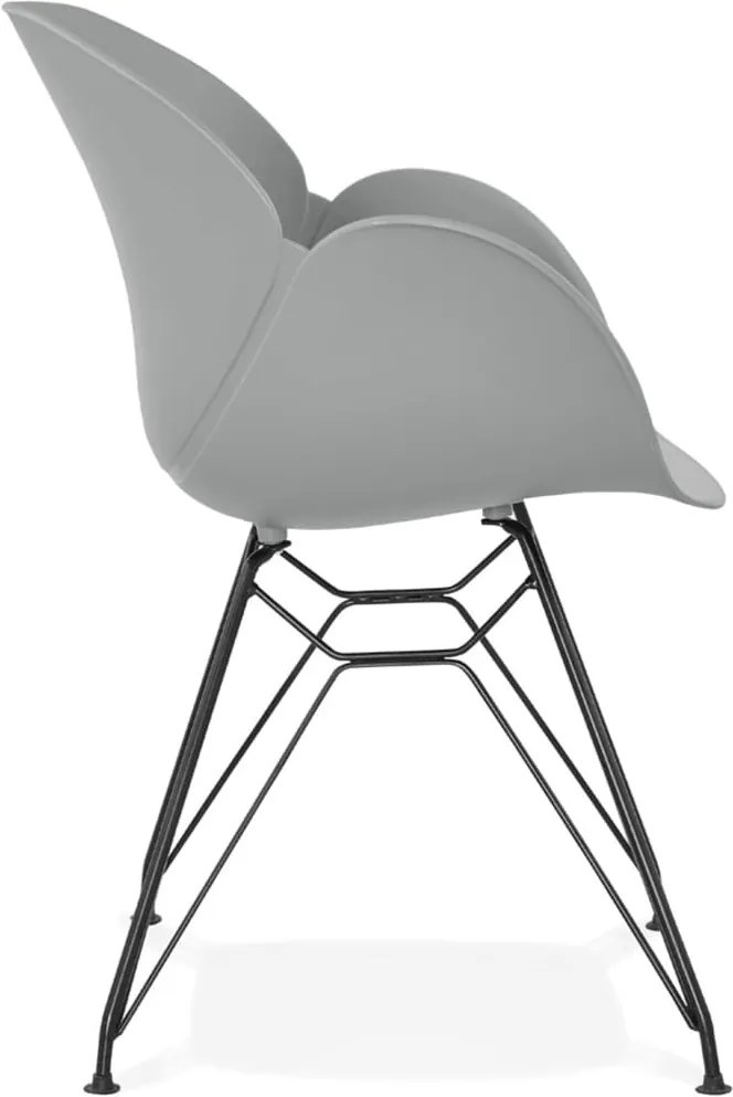 Design stoel 'SATELIT' grijs industriële stijl met zwart metalen