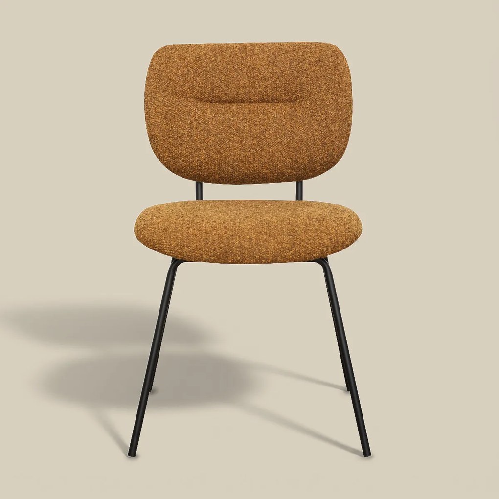 Moderne Eetkamerstoel Okergeel Boucle