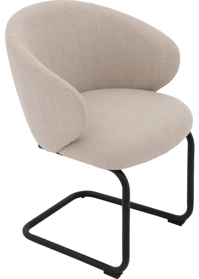 Goossens Stoel Noomi beige stof met armleuning,