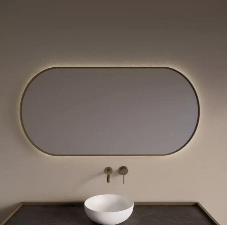 Gliss Design Aura spiegel met LED-verlichting 100x70cm mat goud