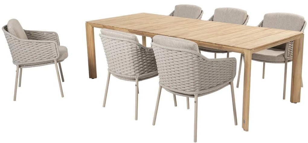 4 Seasons Outdoor Eros tuinset latte met Lucas tafel 240 x 100 cm * Sale * Tuinset beige weerbestendig