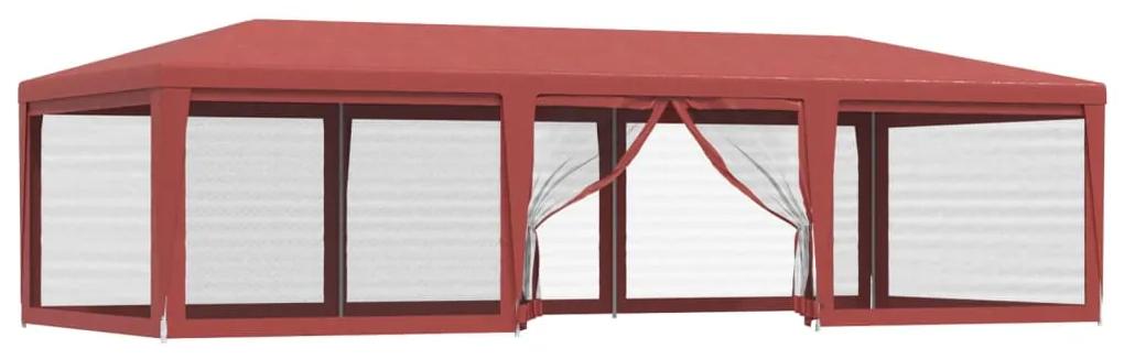 vidaXL Partytent met 8 mesh zijwanden 9x4 m HDPE rood