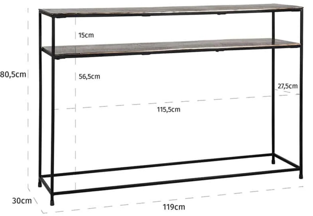 Richmond Interiors Chandon Aluminium Wandtafel Met Plank - 119 X 30cm.