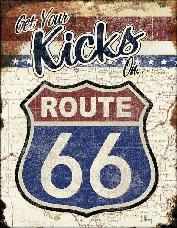 Metalen wandbord Route 66 - Get Your Kicks On, ( x  cm)