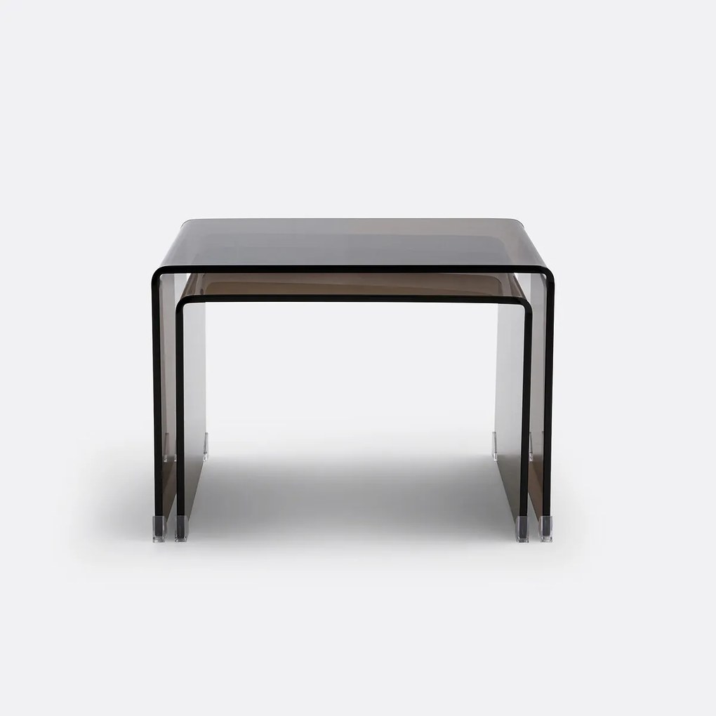 Set van 2 mimi tafels in gehard glas, Joan