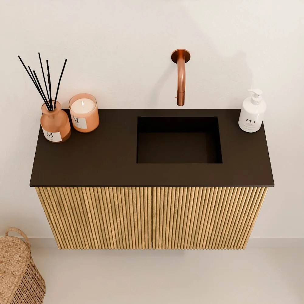 Mondiaz Joya 60cm toiletmeubel oak met wastafel faye rechts zonder kraangat urban