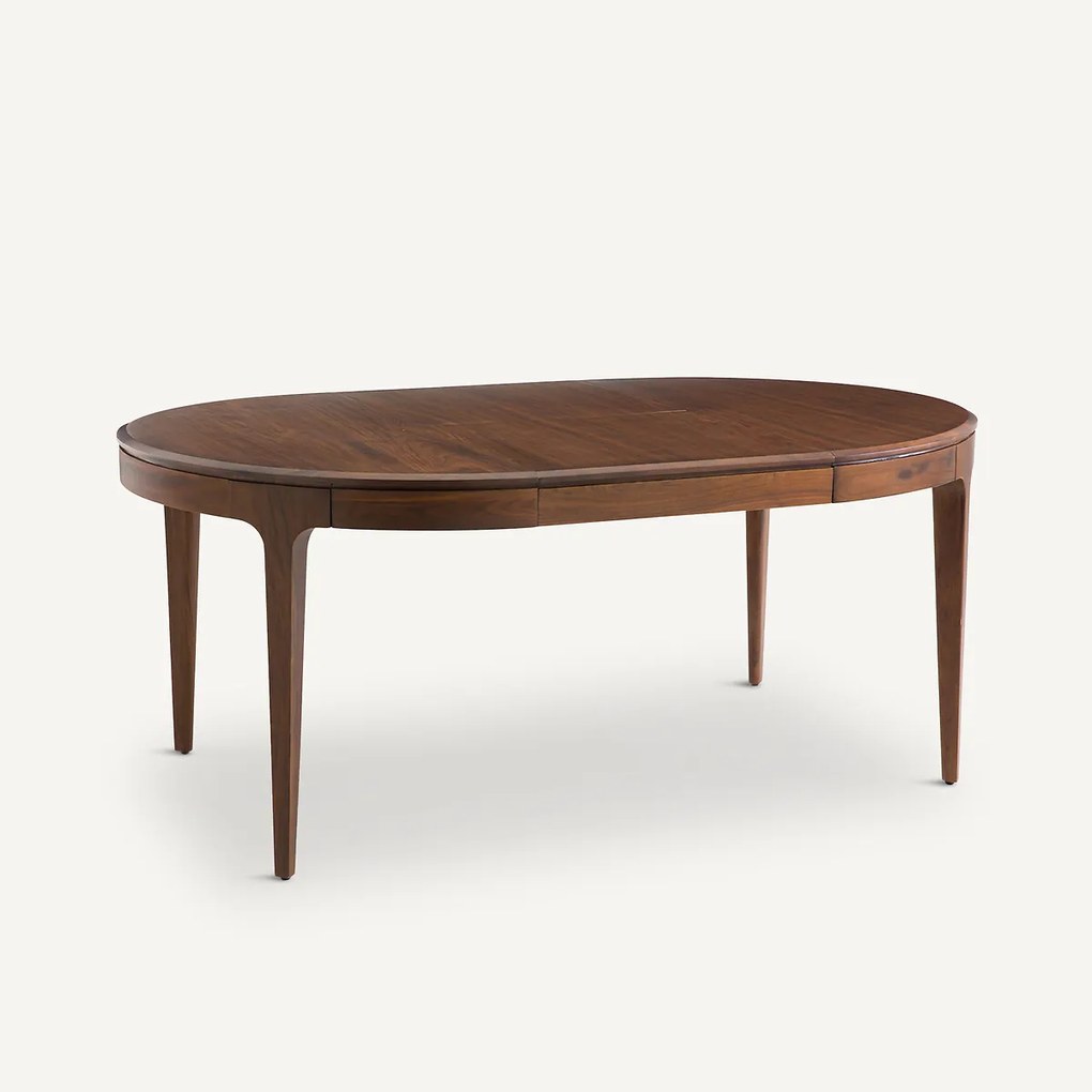 Uitschuifbare ronde tafel, in notenhout, Sanara