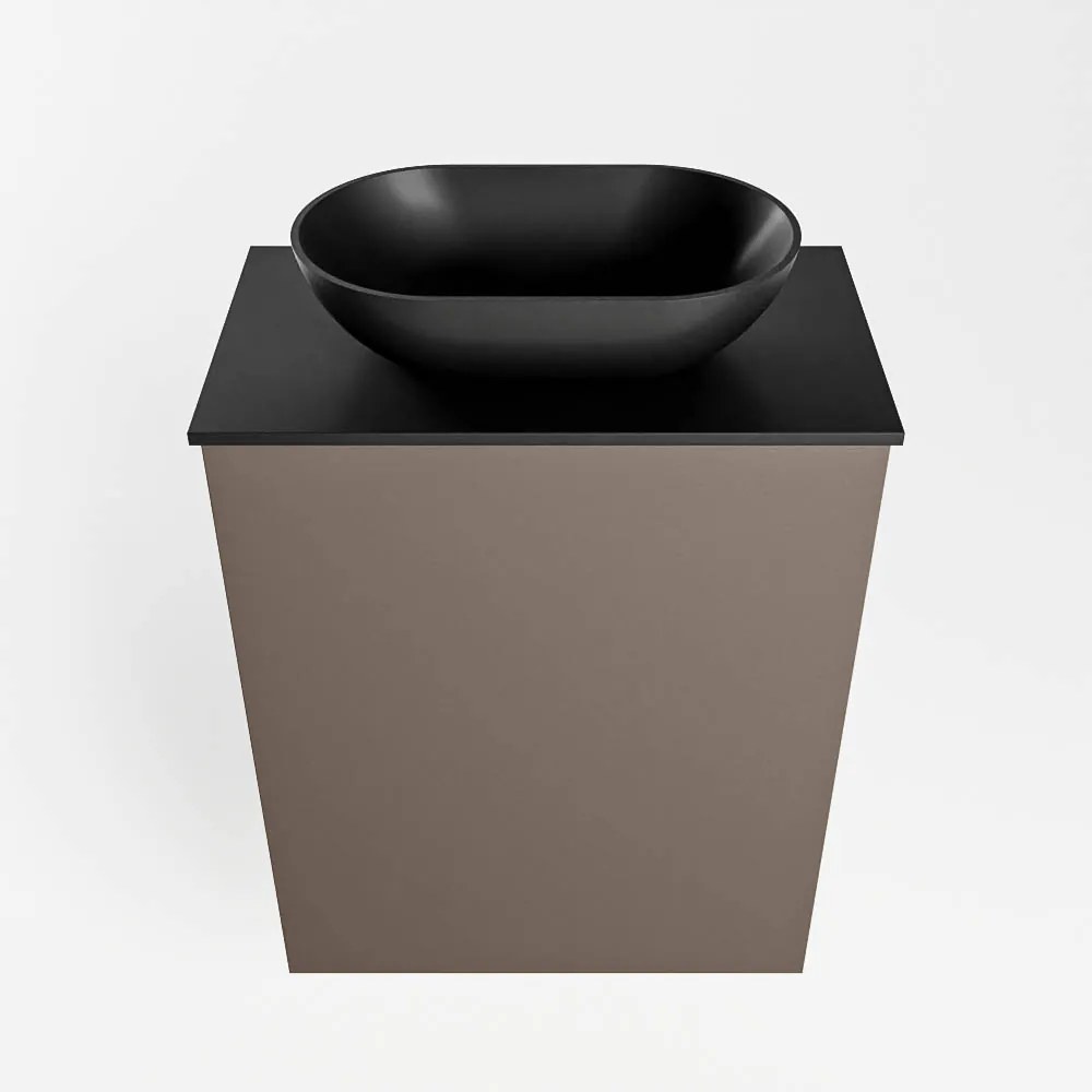 Mondiaz Fowy toiletmeubel 40cm smoke met zwarte waskom midden zonder kraangat