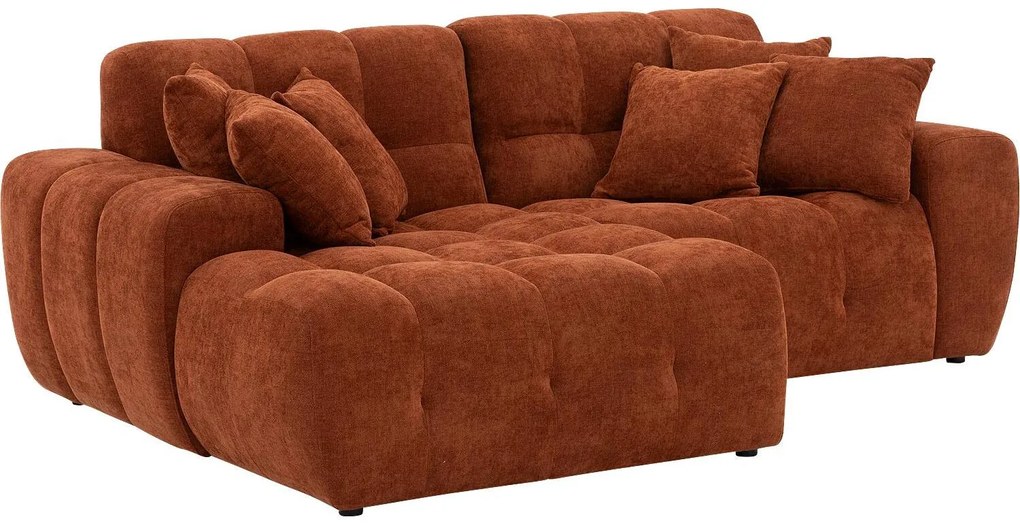 Goossens Excellent Bank Kubus - 30 X 30 Cm Stiksel rood, stof, 1,5-zits, modern design met chaise longue rechts