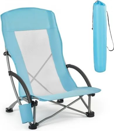 VEVOR Campingstoel, Klapstoel, Draagvermogen 150 kg, Visstoel met Hoge Rugleuning voor Volwassenen, Klapstoel met Bekerhouder, Rugleuning van Mesh & Draagtas voor Buitenactiviteiten, Vissen, Lichtblauw