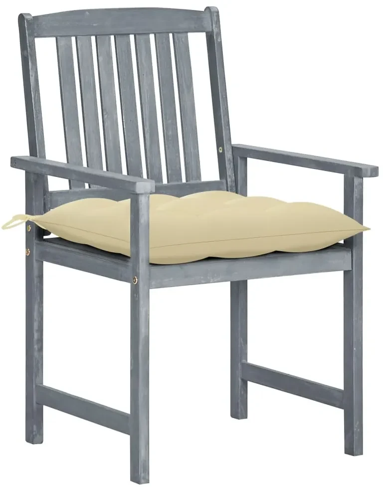vidaXL Tuinstoelen 4 st met kussens massief acaciahout grijs