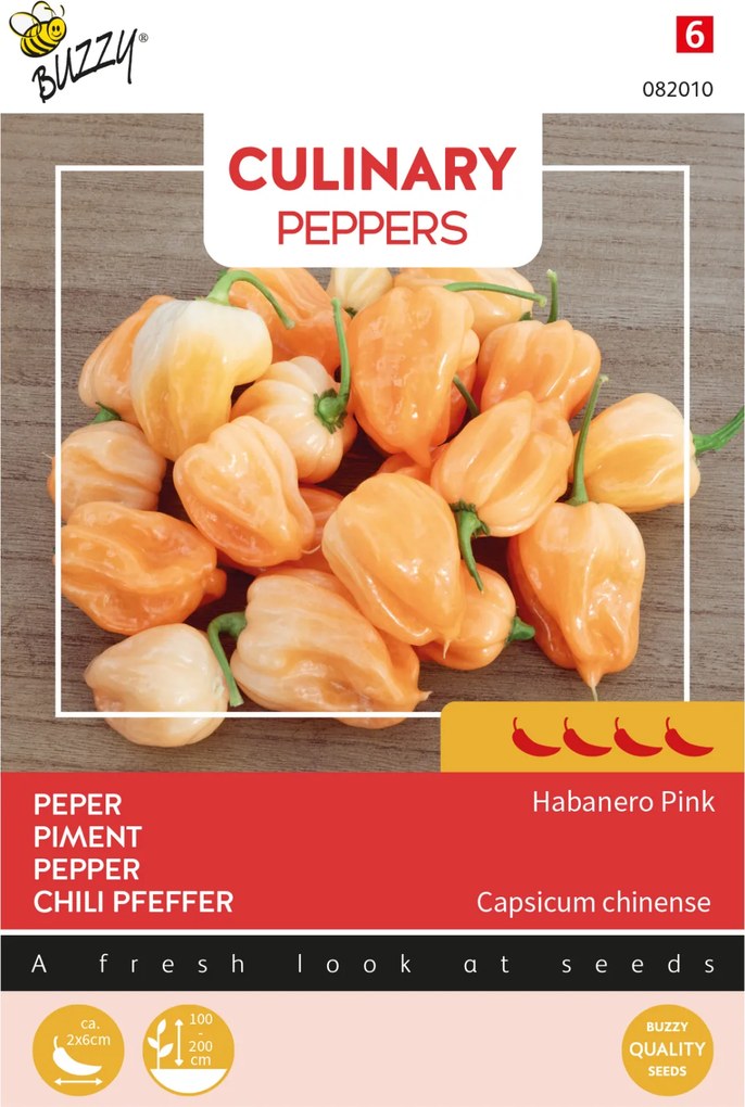 Buzzy seeds Culinary Peppers Habanero Pink - Zeer Hete Peper - Unieke Kleur