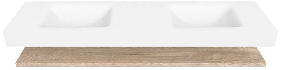 Zaro Alan badmeubel 180cm met planchet washed oak en vrijhangende wastafel cloud dubbel zonder kraangat talc