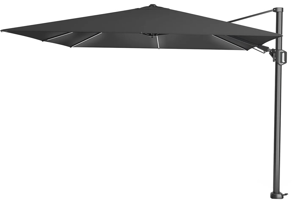 Platinum Challenger Zweefparasol T2 Premium Glow 3x3 m. - Faded Black met ingraafvoet en hoes