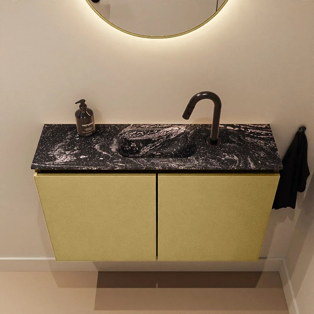 Mondiaz Ture DLux toiletmeubel 80cm oro met wastafel lava midden met kraangat
