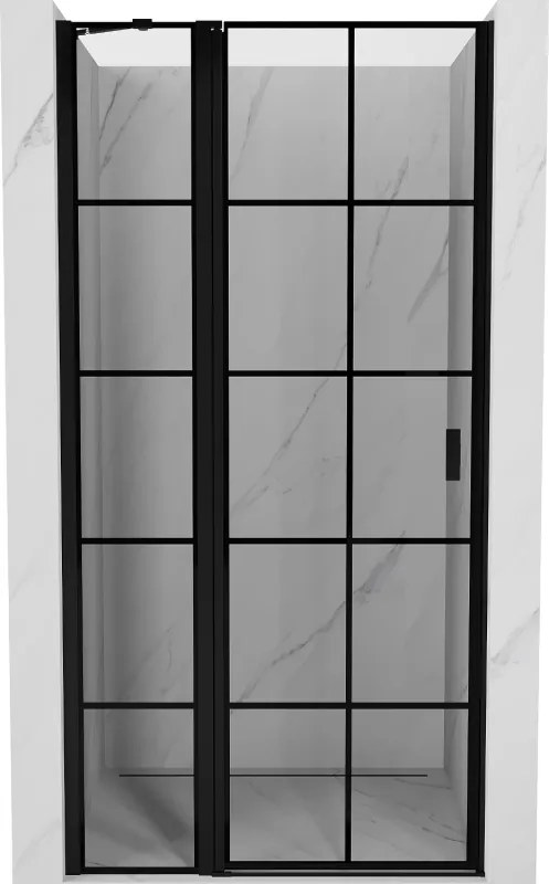 Mexen Mist draaideur links 110 cm, zwart raster, zwart - 8A4-110-000-70-77-L