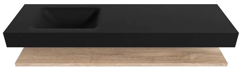 Zaro Alan badmeubel 160cm met planchet washed oak en vrijhangende wastafel cloud links 1 kraangat urban