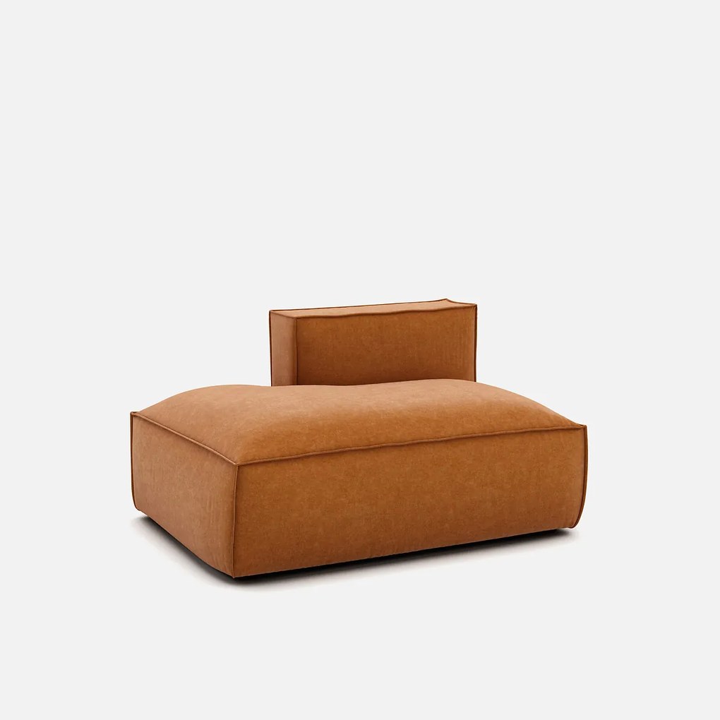 Loungebank element links voor modulaire bank, in fluweel met structuur, SEVEN