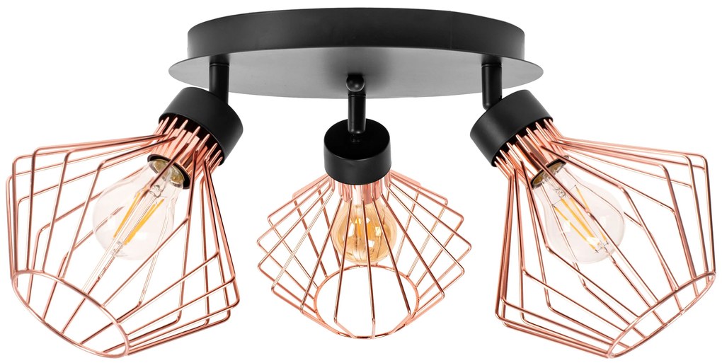 Drievoudige lamp, metalen loft plafond, zwarte roos APP536-3C