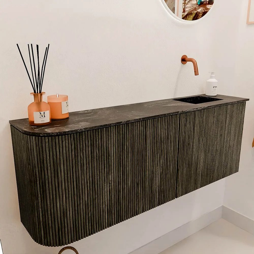 Mondiaz Joya DLux 110cm toiletmeubel ronding links shadow met wastafel faye rechts zonder kraangat lava