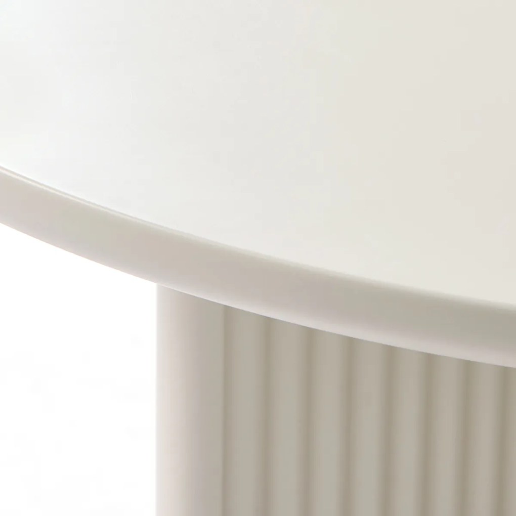 Ronde Salontafel Greige Met Ribbels - 80 X 80cm.