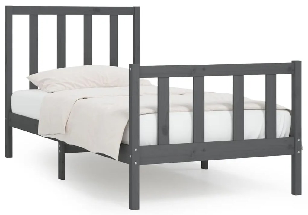 vidaXL Bedframe massief hout grijs 100x200 cm