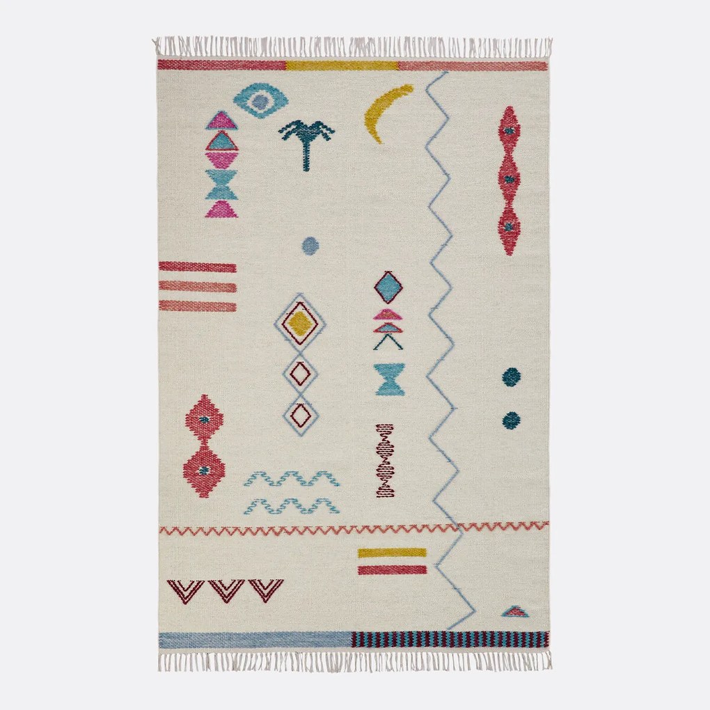 Plat geweven vloerkleed in wol, Imani