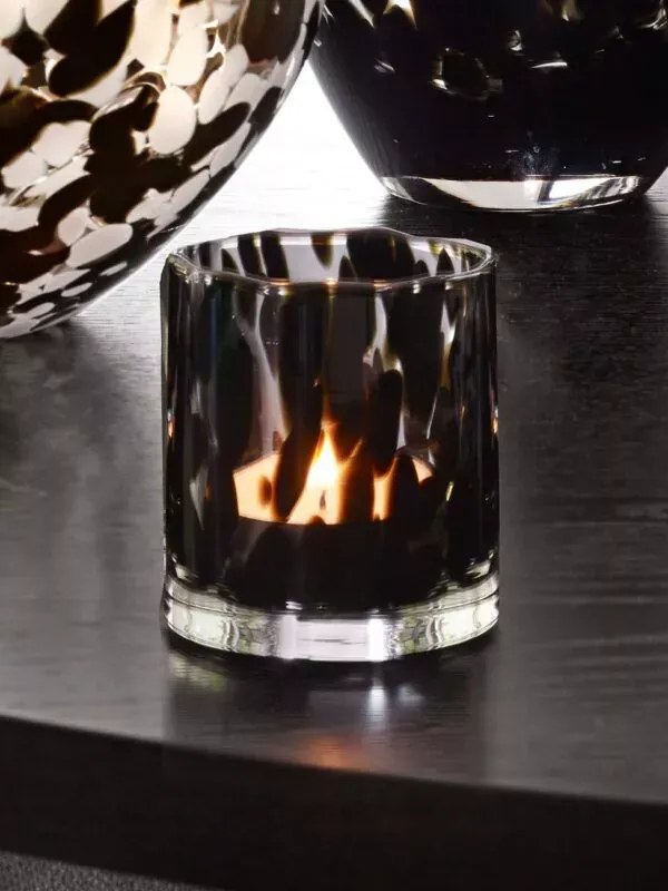 Waxinelichthouder glas – waxinelichthouder Oyster Midnight – waxinelichthouder zwart