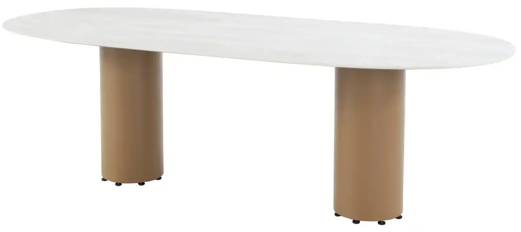 4 Seasons Outdoor Molina tuinset met Colorado tafel met keramisch blad 240 cm Tuinset beige weerbestendig
