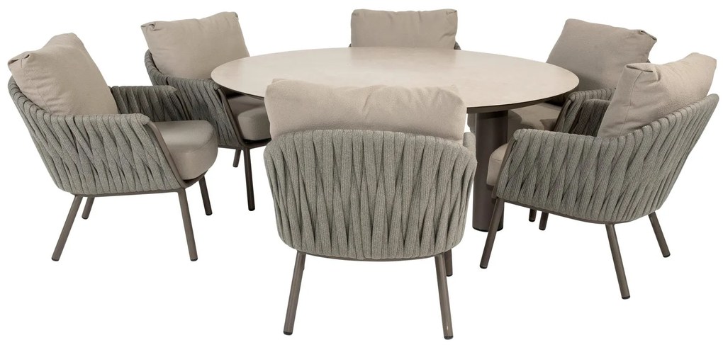 Taste by 4 Seasons Cannes low dining tuinset met Donato tafel Ø 160 cm Tuinset   bruin weerbestendig