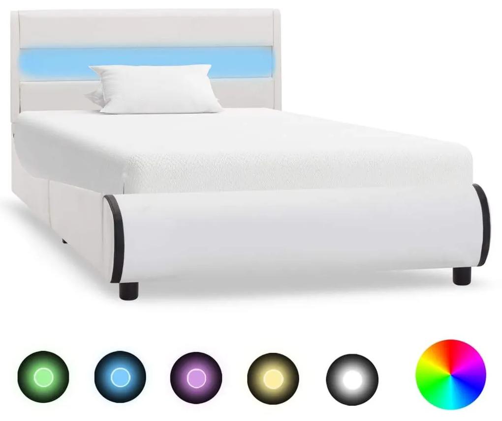 Medina Bedframe met LED kunstleer wit 100x200 cm