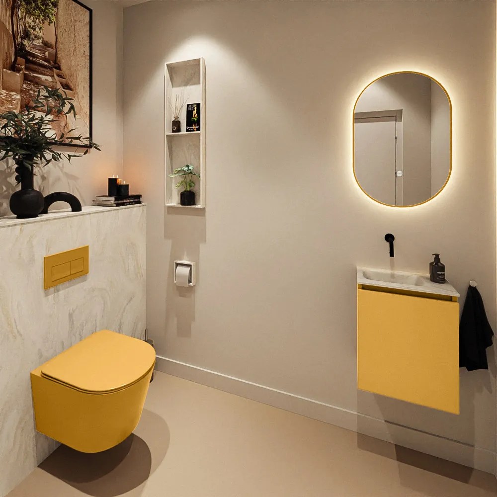 Mondiaz Ture DLux toiletmeubel 40cm ocher met wastafel ostra links zonder kraangat